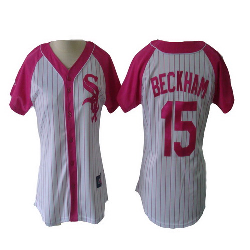 2012 New style Chicago White Sox 15 Gordon Beckham Womens Pink Splash Fashion MLB Jersey By Majestic